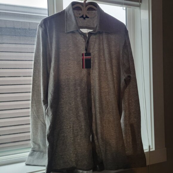 Modern English Long Sleeve Men's Knitted Shirt. 100% Cotton. NEW. Size US 17.5. - Picture 5 of 7